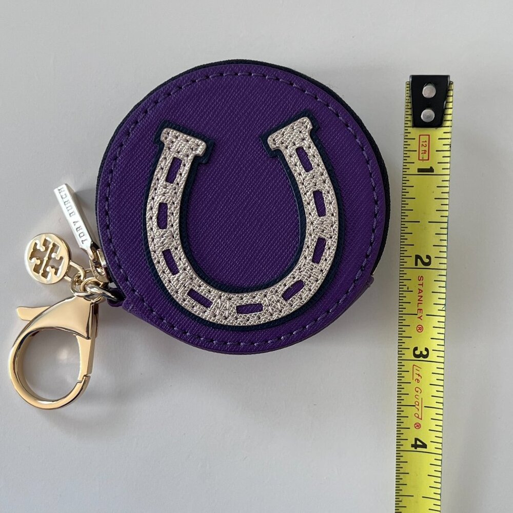 NWOT Tory Burch Horseshoe Clover Kerrington Round Zip Coin Case/Key Fob/BagCharm - Picture 8 of 9